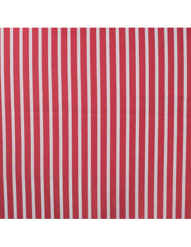 Tissu, Popeline Rayures Bâtons, Rouge Éclatant, Laize 145 cm, Coton Polyamide Spandex 110g/m²