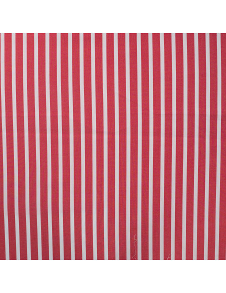Popeline coton nylon, rayures, rouge