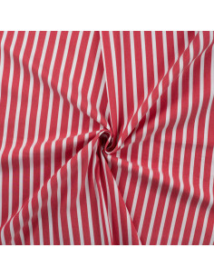 Popeline coton nylon, rayures, rouge 2