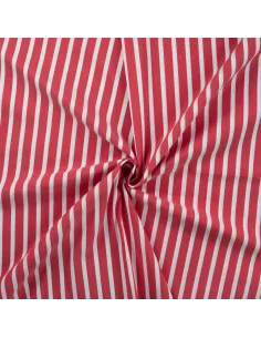 Tissu, Popeline Rayures Bâtons, Rouge Éclatant, Laize 145 cm, Coton Polyamide Spandex 110g/m² 2