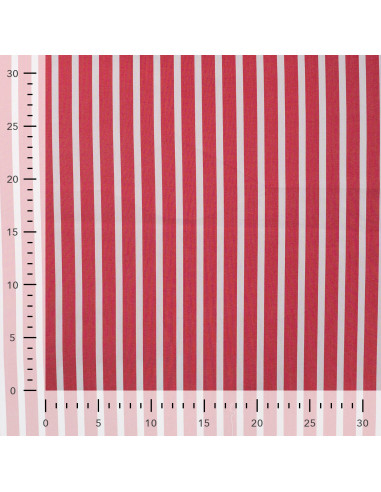 Tissu, Popeline Rayures Bâtons, Rouge Éclatant, Laize 145 cm, Coton Polyamide Spandex 110g/m²