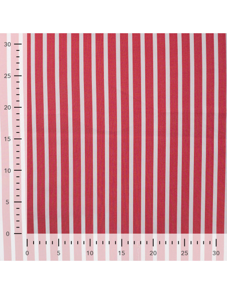 Tissu, Popeline Rayures Bâtons, Rouge Éclatant, Laize 145 cm, Coton Polyamide Spandex 110g/m²