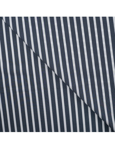 Popeline coton nylon, rayures, marine