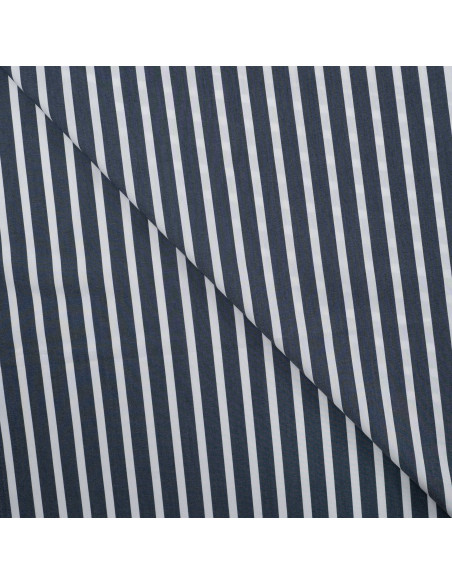 Popeline coton nylon, rayures, marine
