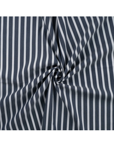 Tissu, Popeline Rayures Bâtons, Marine, Laize 145 cm, 72% Coton 25% Polyamide 3% Spandex 110g/m²