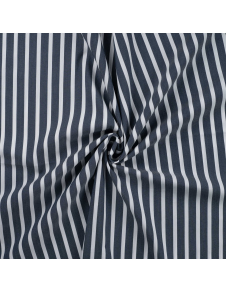 Tissu, Popeline Rayures Bâtons, Marine, Laize 145 cm, 72% Coton 25% Polyamide 3% Spandex 110g/m²