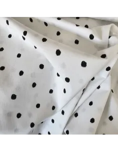 Tissu, Popeline de Coton à Pois, Noir et Blanc, Laize 150 cm, 100% Coton 110g/m² 2