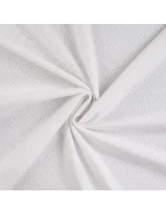 Tissu, Broderie Anglaise Fleurie, Blanc Pur, Laize 130 cm, 100% Coton 140g/m² 2
