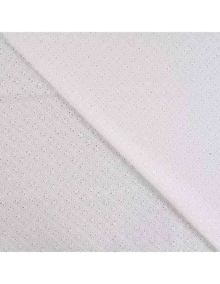 Tissu, Broderie Anglaise Fleurie, Blanc Pur, Laize 130 cm, 100% Coton 140g/m²