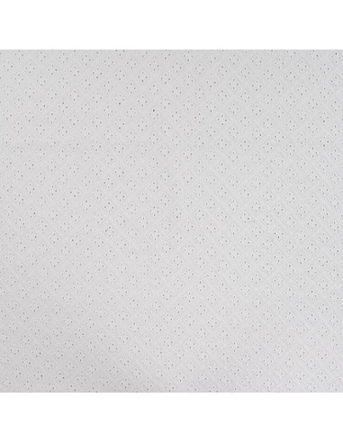 Tissu, Broderie Anglaise Fleurie, Blanc Pur, Laize 130 cm, 100% Coton 140g/m²