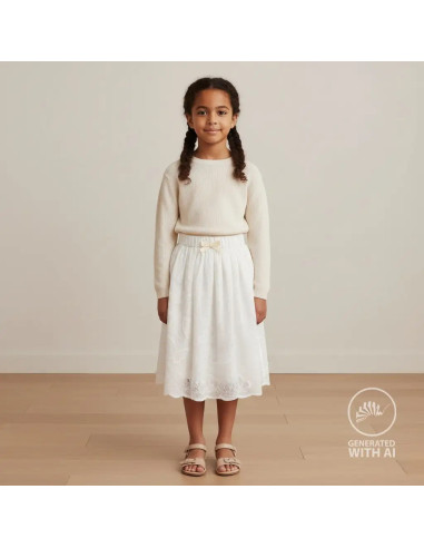 Coton brodé, papillons, écru