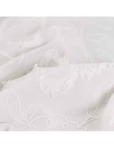 Coton brodé, papillons, écru