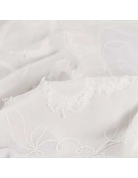 Coton brodé, papillons, écru