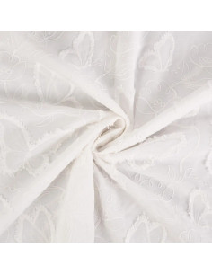 Coton brodé, papillons, écru 2