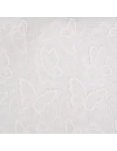 Tissu, Coton Brodé Papillons, Écru, Laize 140 cm, 100% Coton 130g/m²