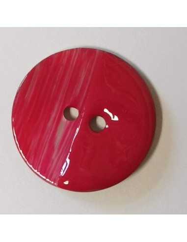 Bouton nacre 2 trous, 28 mm, rouge