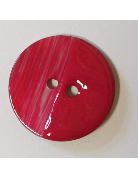 Bouton nacre 2 trous, 28 mm, rouge
