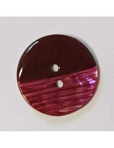 Bouton nacre 2 trous, 28 mm, bordeaux