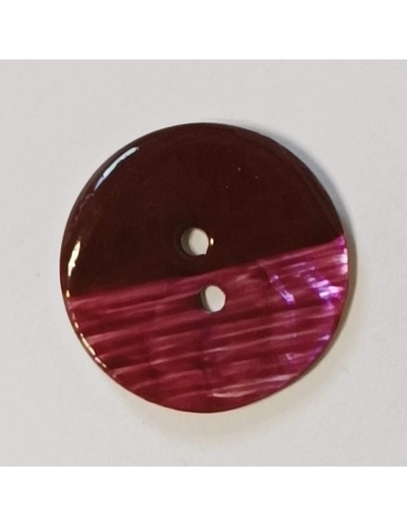 Bouton nacre 2 trous, 28 mm, bordeaux