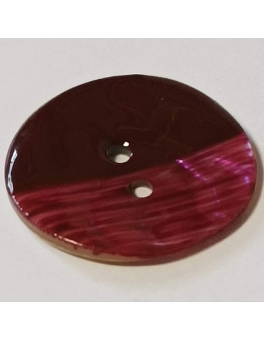 Bouton nacre 2 trous, 28 mm, bordeaux