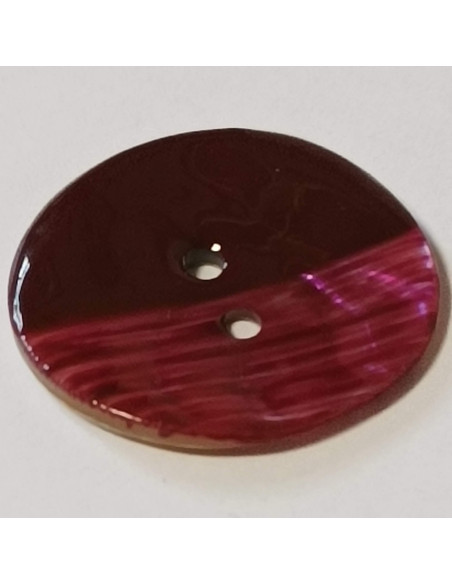 Bouton nacre 2 trous, 28 mm, bordeaux