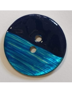 Bouton nacre 2 trous, 28 mm, bleu