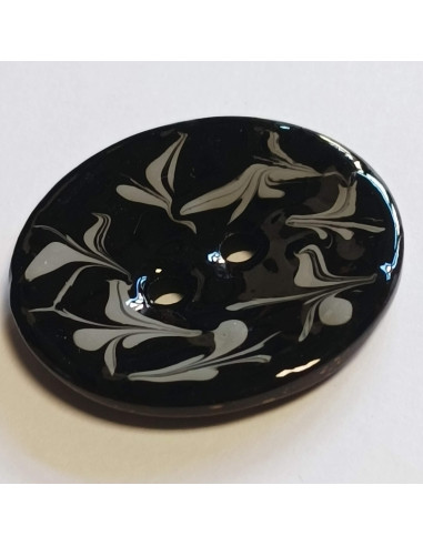 Bouton polyester 2 trous, 30 mm, noir et gris