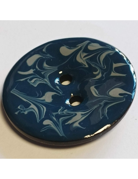 Bouton polyester 2 trous, 30 mm, bleu