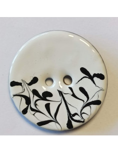 Bouton polyester 2 trous, 30 mm, blanc et noir