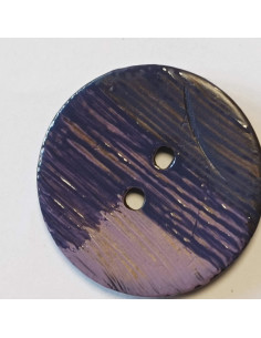Bouton polyester 2 trous, 30 mm, violet et rose