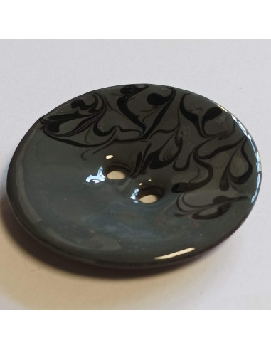 Bouton polyester 2 trous, 30 mm, gris et noir