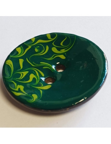 Bouton polyester 2 trous, 30 mm, vert foncé et vert clair