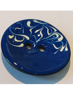 Bouton polyester 2 trous, 30 mm, bleu et blanc 2