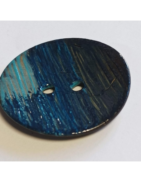 Bouton polyester 2 trous, 30 mm, bleu