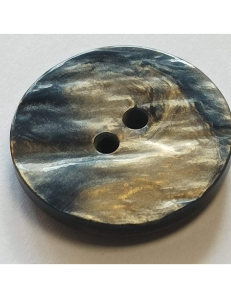 Bouton polyester 2 trous, 33 mm, gris