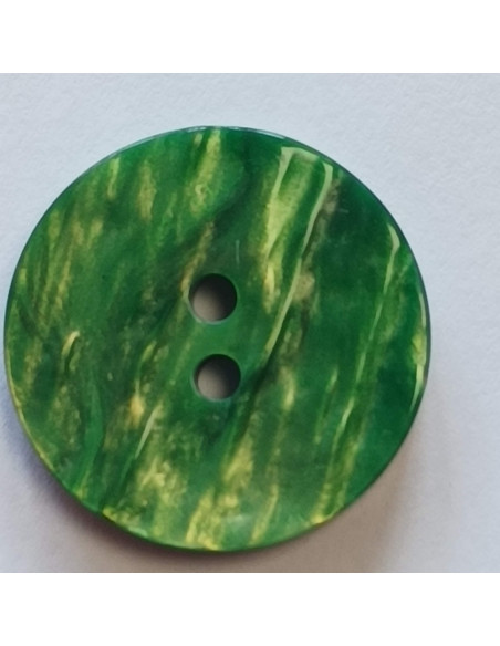 Bouton polyester 2 trous, 28 mm, vert