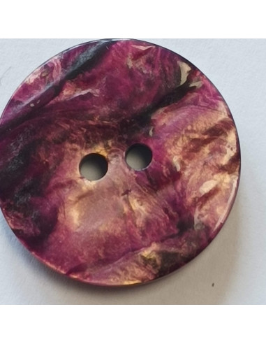 Bouton polyester 2 trous, 23 mm, rose