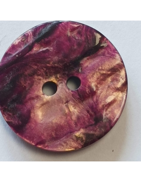 Bouton polyester 2 trous, 23 mm, rose