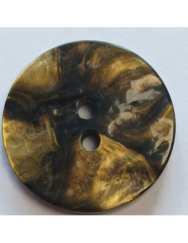 Bouton polyester 2 trous, 23 mm, doré et noir