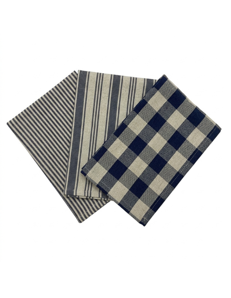Set de 3 torchons, marine