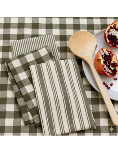 Set de 3 torchons, kaki