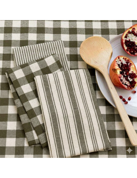 Set de 3 torchons, kaki