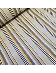 Tissu, Toile d'Extérieur Rayures Marina, Moutarde, Laize 150 cm, 100% Polypropylène 271g/m²