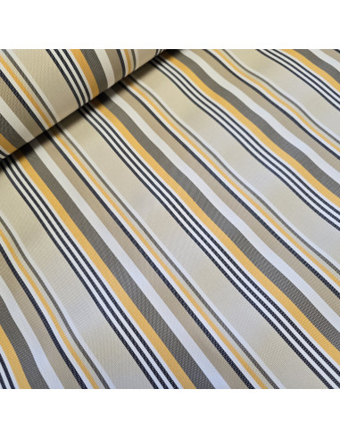 Tissu, Toile d'Extérieur Rayures Marina, Moutarde, Laize 150 cm, 100% Polypropylène 271g/m²