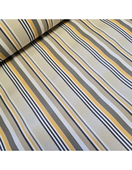 Tissu, Toile d'Extérieur Rayures Marina, Moutarde, Laize 150 cm, 100% Polypropylène 271g/m²