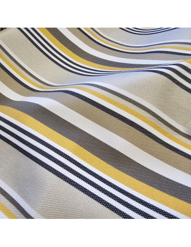 Tissu, Toile d'Extérieur Rayures Marina, Moutarde, Laize 150 cm, 100% Polypropylène 271g/m²