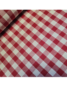 Tissu, Jacquard Vichy, Rouge, Laize 150 cm, 100% Coton 250g/m²