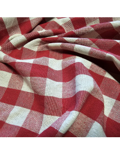 Jacquard de coton épais, vichy, rouge 2