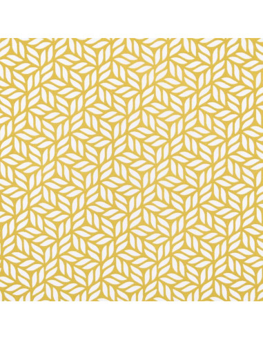 Tissu, Coton Enduit Feuillage Stylisé, Moutarde, Laize 140 cm, 77% Coton / 23% Acrylique 170g/m²