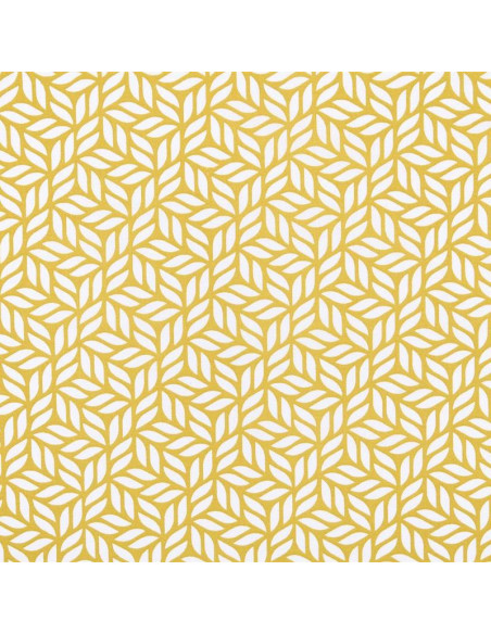 Tissu, Coton Enduit Feuillage Stylisé, Moutarde, Laize 140 cm, 77% Coton / 23% Acrylique 170g/m²
